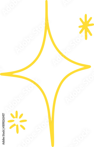 별 반짝이 효과 라인드로잉 스티커(star light line drawing sticker)