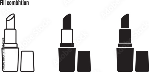 Black and white lipstick with opened and closed lids lipsticks makeup cosmetics