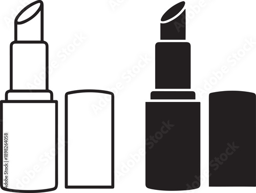 Black and white lipstick with opened and closed tubes lipstick makeup cosmetics beauty products