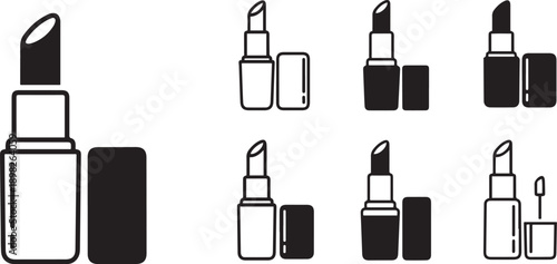 Black and white lipstick with various orientations and lipsticks makeup cosmetics beauty products