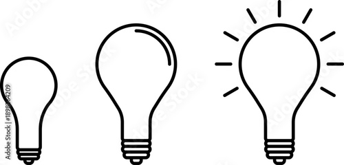 idea sign icon set. Types of light bulbs, Bulb icon collection Vector.
