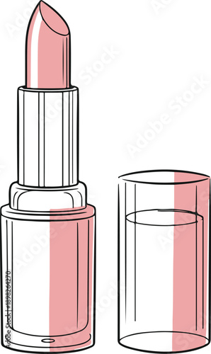 Pink lipstick in open and closed tubes makeup cosmetics beauty