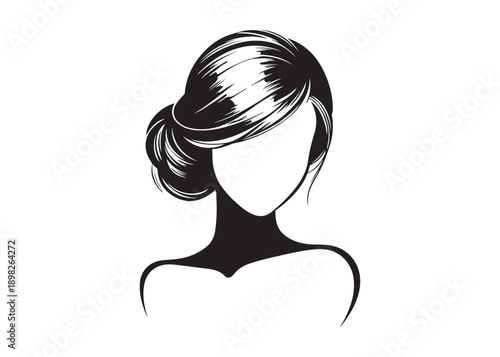girl coiffure logo silhouette vector, woman hairstyle logo silhouette illustration, hair salon logo icon vector silhouette, beauty long hair woman logo silhouette coiffure beauty woman long hair