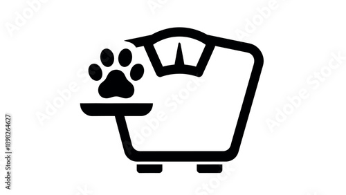 Pet weight management concept featuring a weighing scale with an animal paw print, ideal for veterinary clinics, pet health monitoring applications, and animal care product promotions.