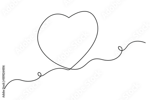 Continuous one line heart outline for love and health concept
