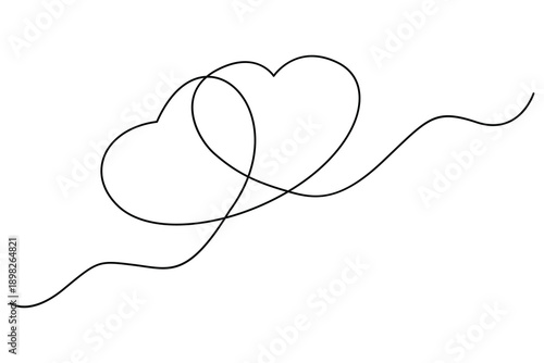 Continuous one line heart outline for love and health concept
