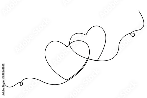 Continuous one line heart outline for love and health concept
