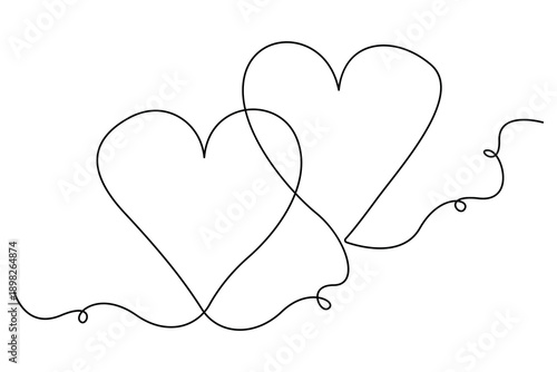 Continuous one line heart outline for love and health concept
