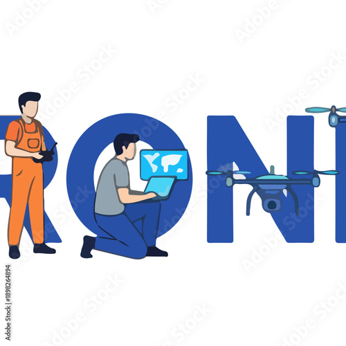 Two men working with drone technology.