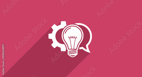 Light Bulb and Gear Icon Symbol.