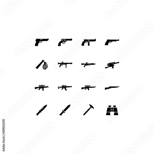 Collection of various firearms and weapons.