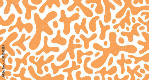Abstract orange liquid splash background with juicy ripple shapes, citrus, juice, vibrant. Single non seamless pattern, hand drawn. Great for orange juice label, festival poster, energy drink mockup.