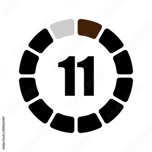 Circular progress bar with the number eleven displayed prominently in the center, signifying completion or a step in a process