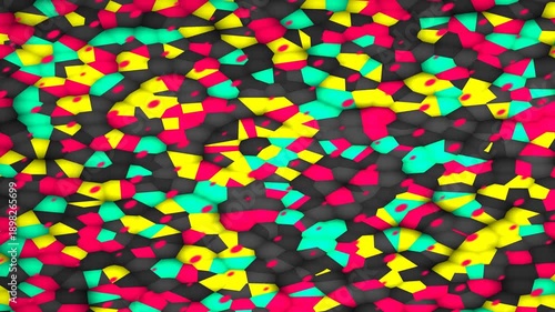 Abstract Geometric Shapes Shifting with Bright Neon Color Palette Motion