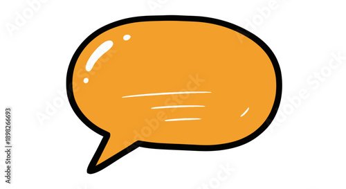 Orange Cartoon Speech Bubble Icon Illustration.