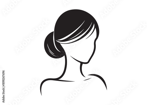 girl coiffure logo silhouette vector, woman hairstyle logo silhouette illustration, hair salon logo icon vector silhouette, beauty long hair woman logo silhouette coiffure beauty woman long hair