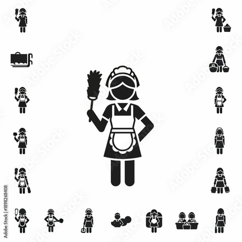 Maid with Duster Icon