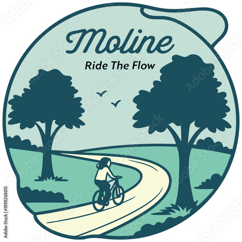 Moline Ride The Flow Bicycle Path Nature Vector Illustration