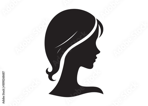 girl coiffure logo silhouette vector, woman hairstyle logo silhouette illustration, hair salon logo icon vector silhouette, beauty long hair woman logo silhouette coiffure beauty woman long hair