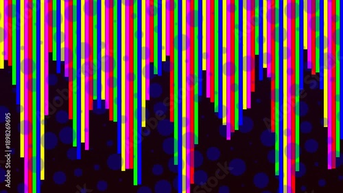 Falling Colorful Lines Animation with Dark Blue Circles Background