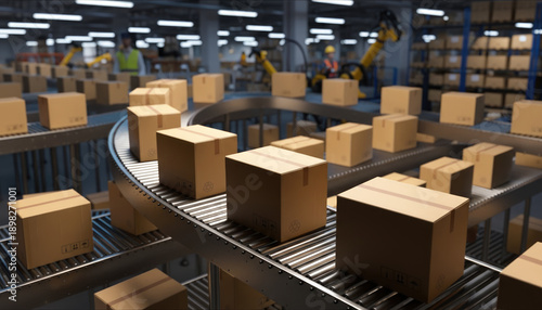 Wallpaper Mural Automated Logistics & Supply Chain in Modern Warehouse with Robots Torontodigital.ca