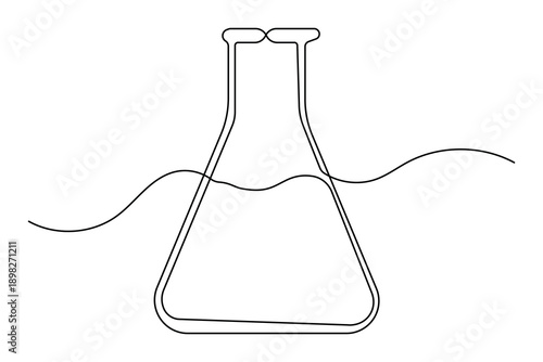 Modern erlenmeyer flask icon simple outline single line art illustration isolated
