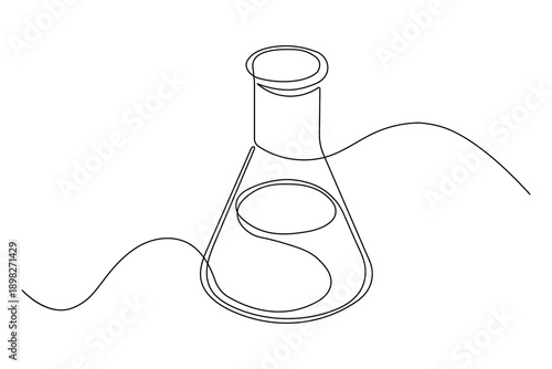 Science erlenmeyer flask symbol continuous outline drawing simple style element