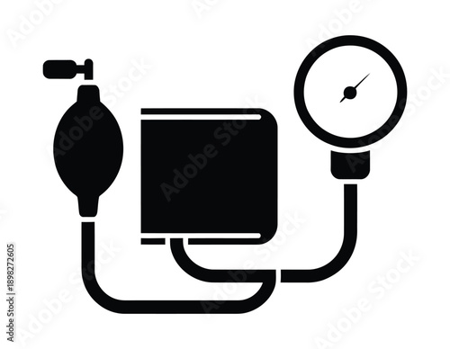 A medical illustration of blood pressure monitor. Set of Manual Sphygmomanometer Icons, Medical Blood Pressure Measurement Equipment Vector Illustration for Healthcare and Wellness Design
