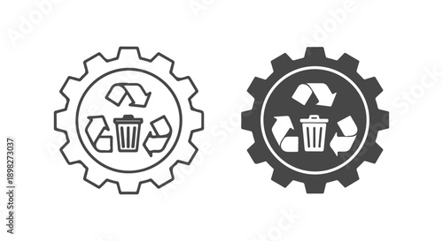 Recycling icon with gear for sustainability and environmental industry