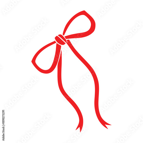 Stylish Red Ribbon Bow – Decorative Gift Bows in Minimal Vector Style.