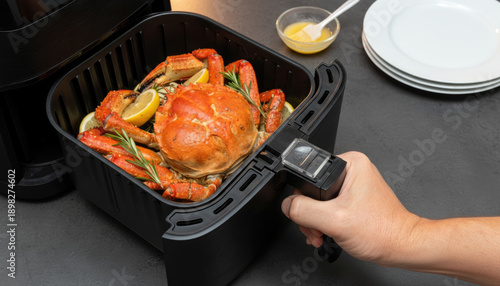 Wallpaper Mural Air Frying Whole Crab with Lemon and Rosemary for a Healthy Meal Torontodigital.ca