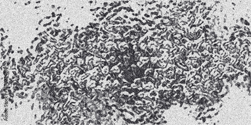 Abstract monochrome textured background with organic swirling patterns and granular noise effect, representing cellular structures or microscopic organisms in a detailed, high-contrast visual