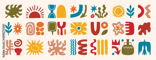 Set abstract trendy modern hand drawn textured doodle elements shapes. set, doodle hand drawn, for stickers, logos, branding, social media and printable.