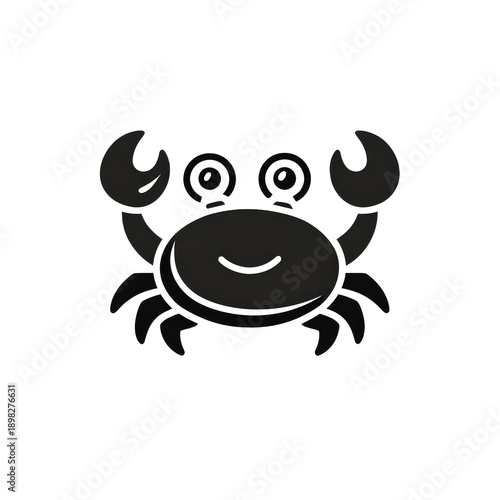 adorable icono de dibujos animados 2d de un cangrejito negro sobre fondo transparente o blanco