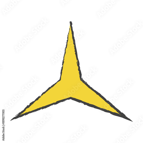 Hand drawn crayon star, yellow sticker by pencil, vector element. Rough textured doodle star in simple organic shapes. Elements for children, packaging, branding, decoration project