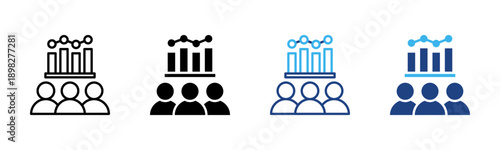Business Scaling icon set multiple style collection
