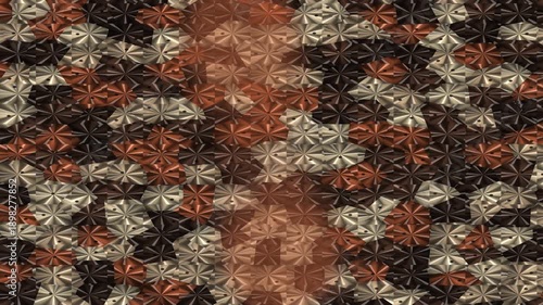 Metallic Star Pattern Rotating in Abstract Motion Background Design