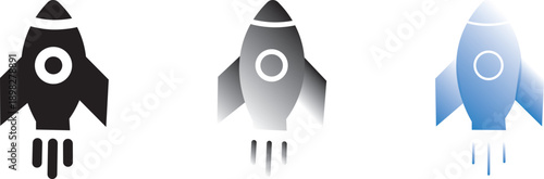 Rocket icon. Rocket launched icon vector. Simple black silhouettes 