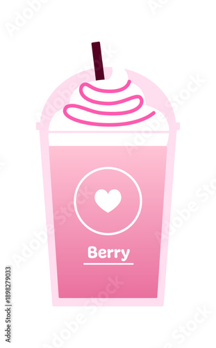 テイクアウト用カフェラテフラッペのベクターイラスト。キャラメルのソース。