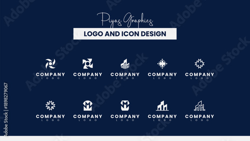 Circular Motion Chart Logo Icon Set

