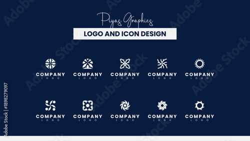 Circular Abstract Company Logo Design Set
