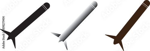 Rocket icon. Rocket launched icon vector. Simple black silhouettes 