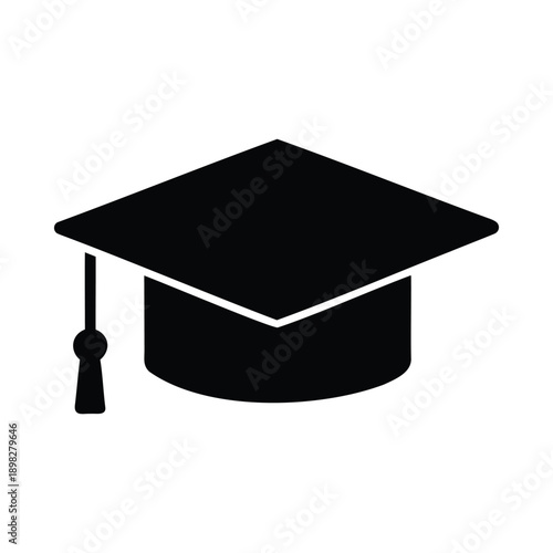 Academic Cap Silhouette Icon Vector Illustration