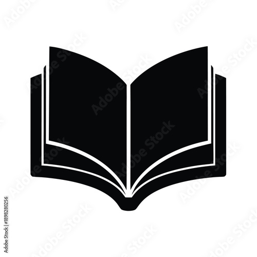 Open Book Silhouette Icon Vector Illustration