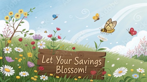 Let Your Savings Blossom Garden Scene