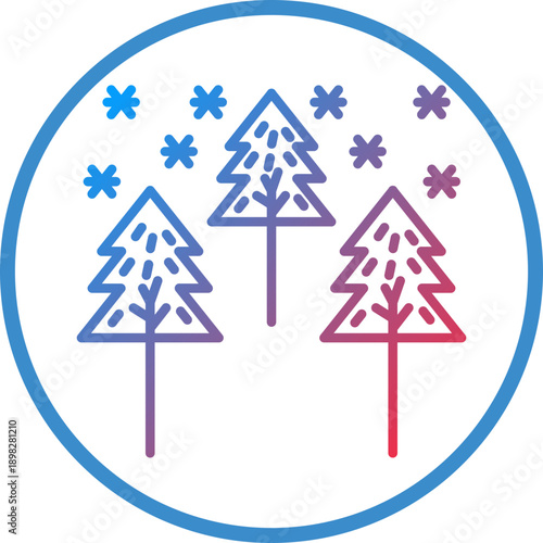 Snow Forest Line Icon Style