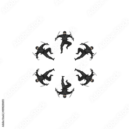 Silhouette of people in various poses.