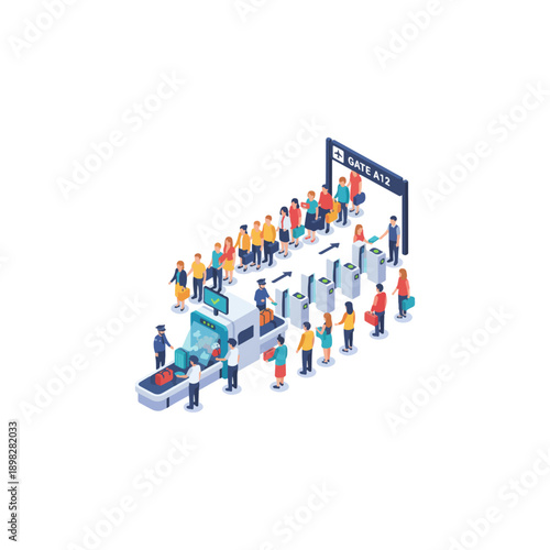 People waiting in line immigration.