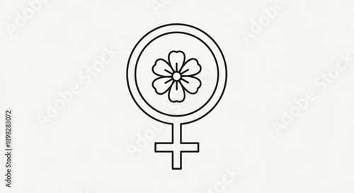 Female symbol with flower in circle feminist icon gender equality sign floral emblem