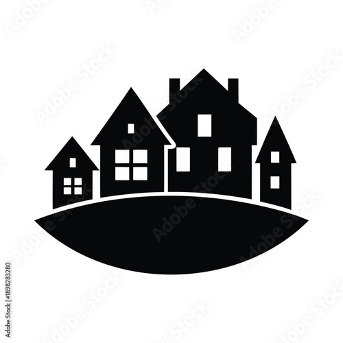Neighborhood Silhouette Icon Vector Illustration